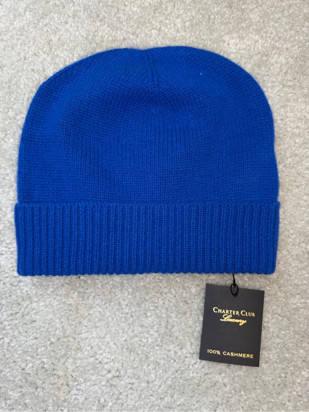 Charter Club Luxury Royal Blue 100% Cashmere Beanie